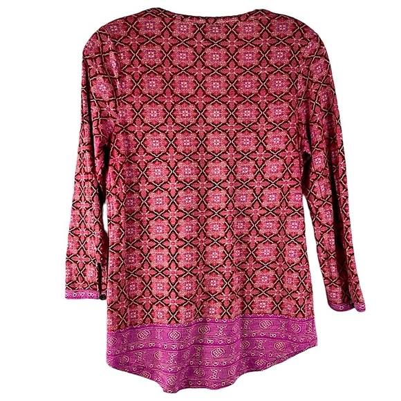 Lucky brand boho print long sleeve top Sz S - Picture 2 of 10